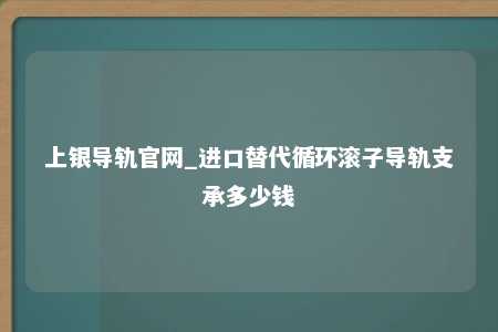 上银导轨官网_进口替代循环滚子导轨支承多少钱