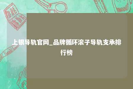 上银导轨官网_品牌循环滚子导轨支承排行榜
