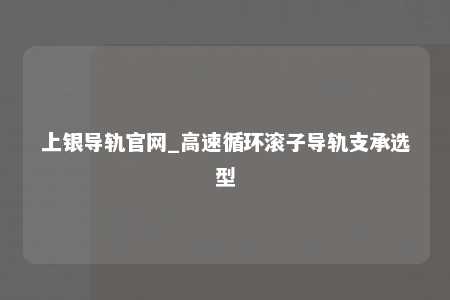 上银导轨官网_高速循环滚子导轨支承选型
