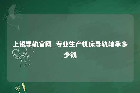 上银导轨官网_专业生产机床导轨轴承多少钱