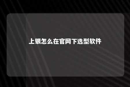 上银怎么在官网下选型软件